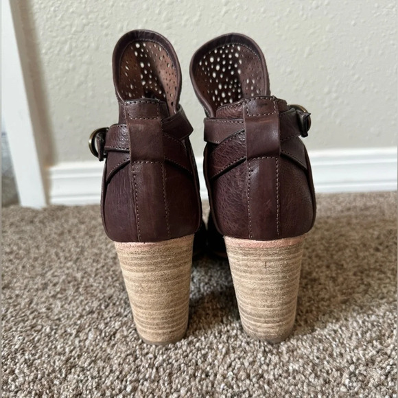 Latitude Femme Cut out Brown leather Heels Boho Size 7.5 (38) Made in Italy - Picture 6 of 11